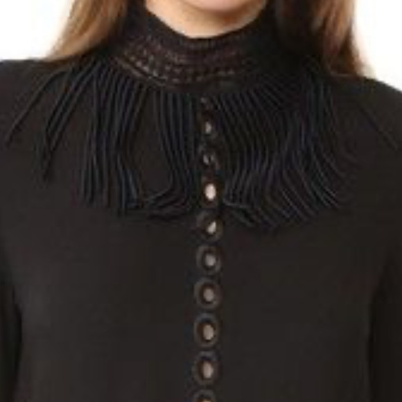 Jonathan Simkhai Pin Tuck Silk Blouse ($305 Keyhole Size S Whimsical Boho Witchy - Picture 3 of 4